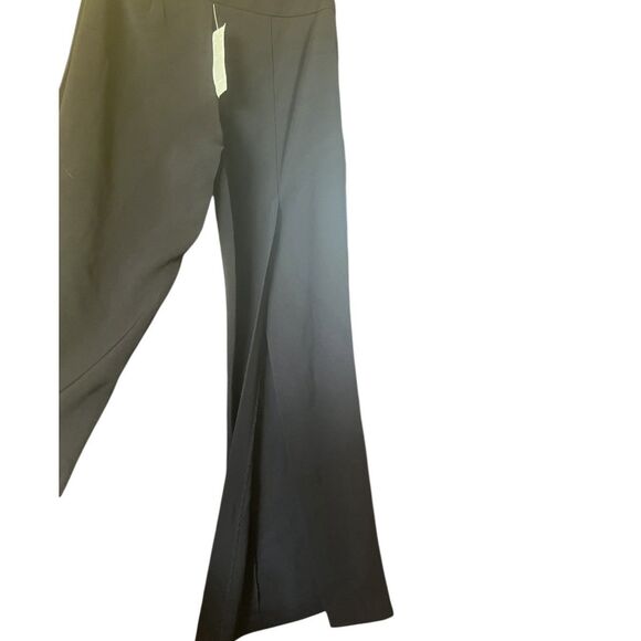 Cache Overlay Wide Leg Pants Size 4 Y2K Slit Black NWT Statement Trousers - Picture 10 of 16
